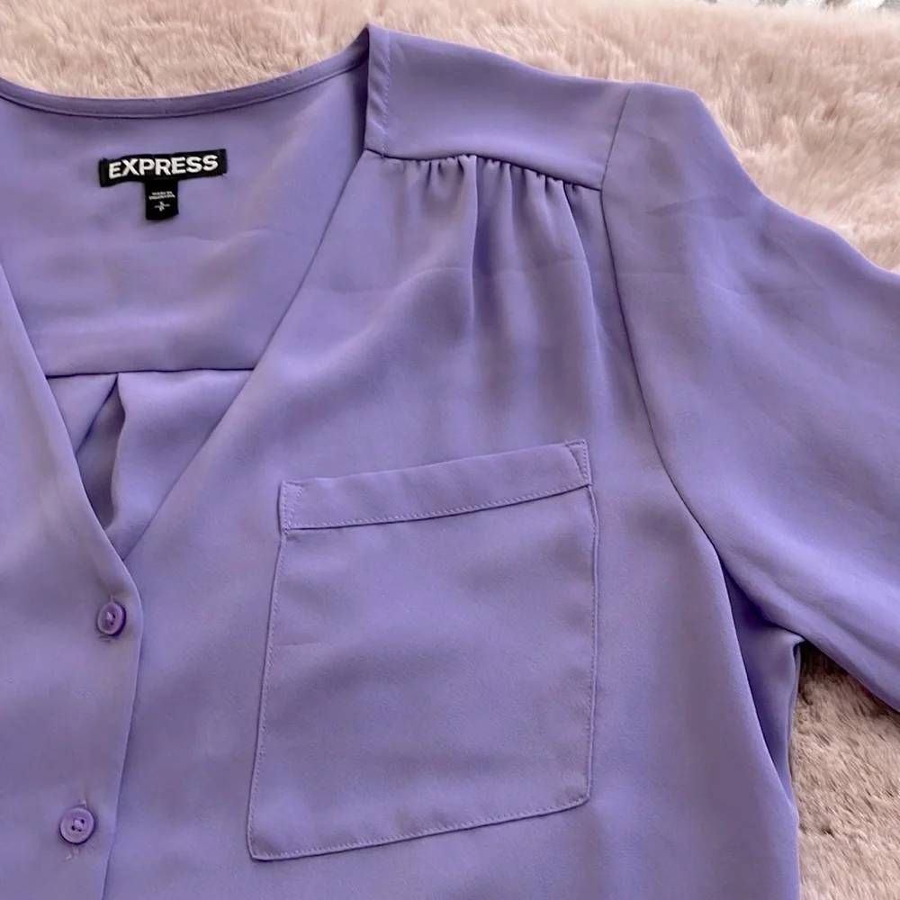 NWOT EXPRESS LILAC-LAVANDER SHIRT SIZE SP SMALL PETITE) - Picture 4 of 10